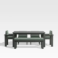 Walker 68" Metal Outdoor Dining Table Set with Canvas Spa Blue Sunbrella ® Cushions