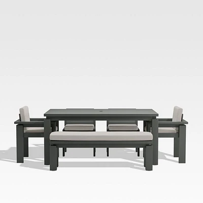 Walker 68" Metal Outdoor Dining Table Set with Cast Ash Brown Sunbrella ® Cushions