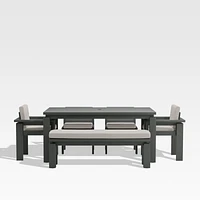 Walker 68" Metal Outdoor Dining Table Set with Cast Ash Brown Sunbrella ® Cushions