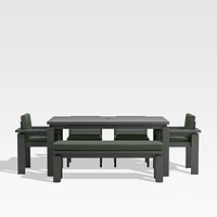 Walker 68" Metal Outdoor Dining Table Set with Cast Sage Green Sunbrella ® Cushions