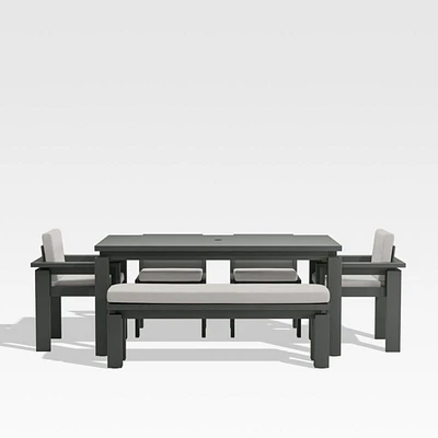 Walker 68" Metal Outdoor Dining Table Set with Cast Silver Sunbrella ® Cushions