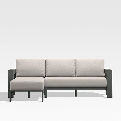 Walker 2-Piece Left Arm Chaise Metal Outdoor Sectional with Cast Ash Brown Sunbrella ® Cushions