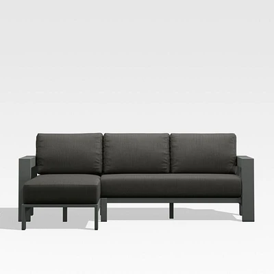 Walker 2-Piece Left Arm Chaise Metal Outdoor Sectional with Cast Charcoal Grey Sunbrella ® Cushions