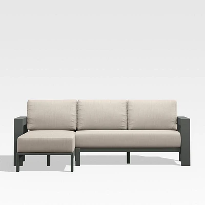 Walker 2-Piece Left Arm Chaise Metal Outdoor Sectional with Canvas Flax Beige Sunbrella ® Cushions