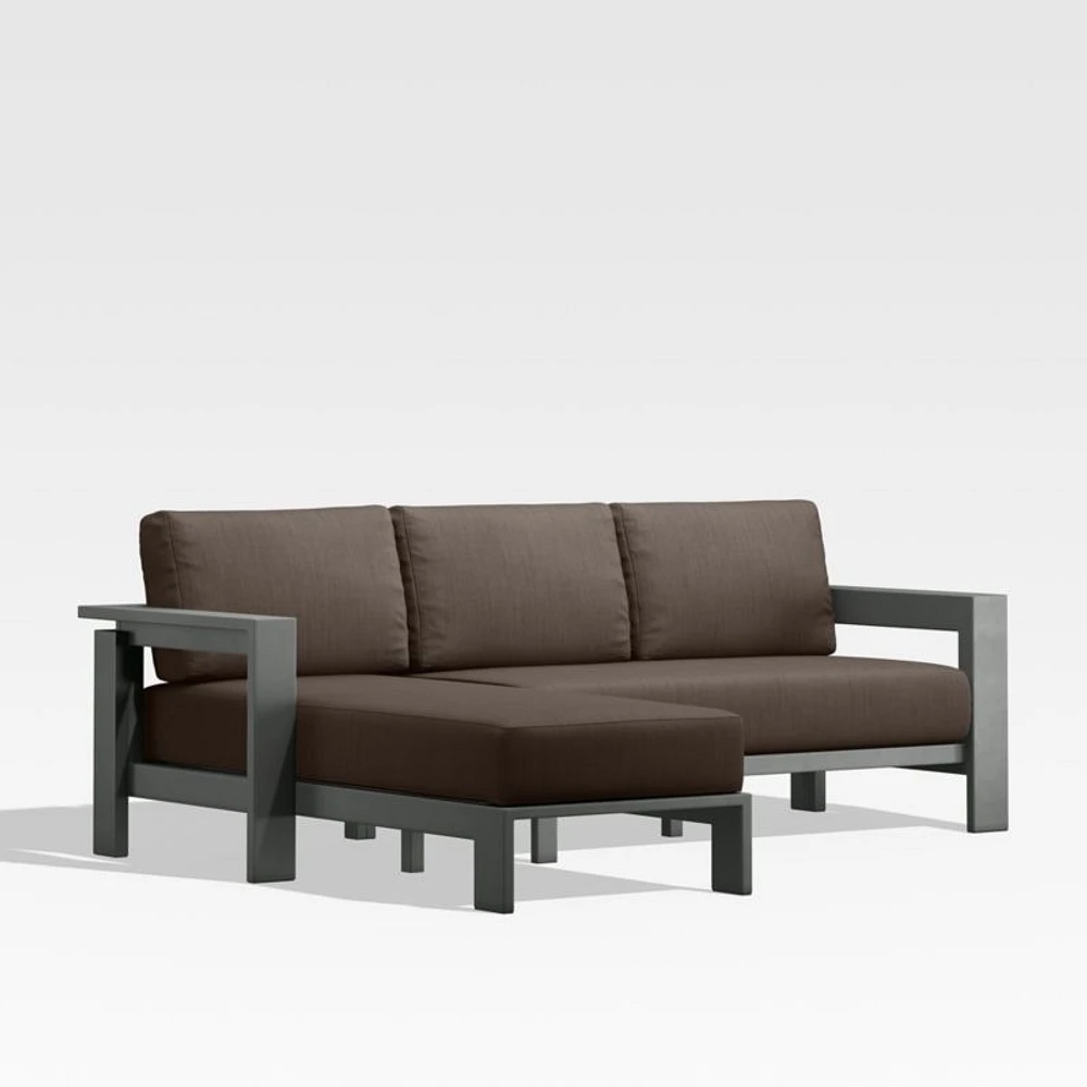 Walker 2-Piece Left Arm Chaise Metal Outdoor Sectional with Canvas Java Brown Sunbrella ® Cushions
