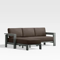 Walker 2-Piece Left Arm Chaise Metal Outdoor Sectional with Canvas Java Brown Sunbrella ® Cushions