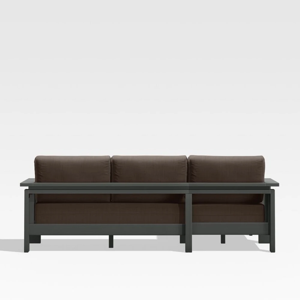 Walker 2-Piece Left Arm Chaise Metal Outdoor Sectional with Canvas Java Brown Sunbrella ® Cushions
