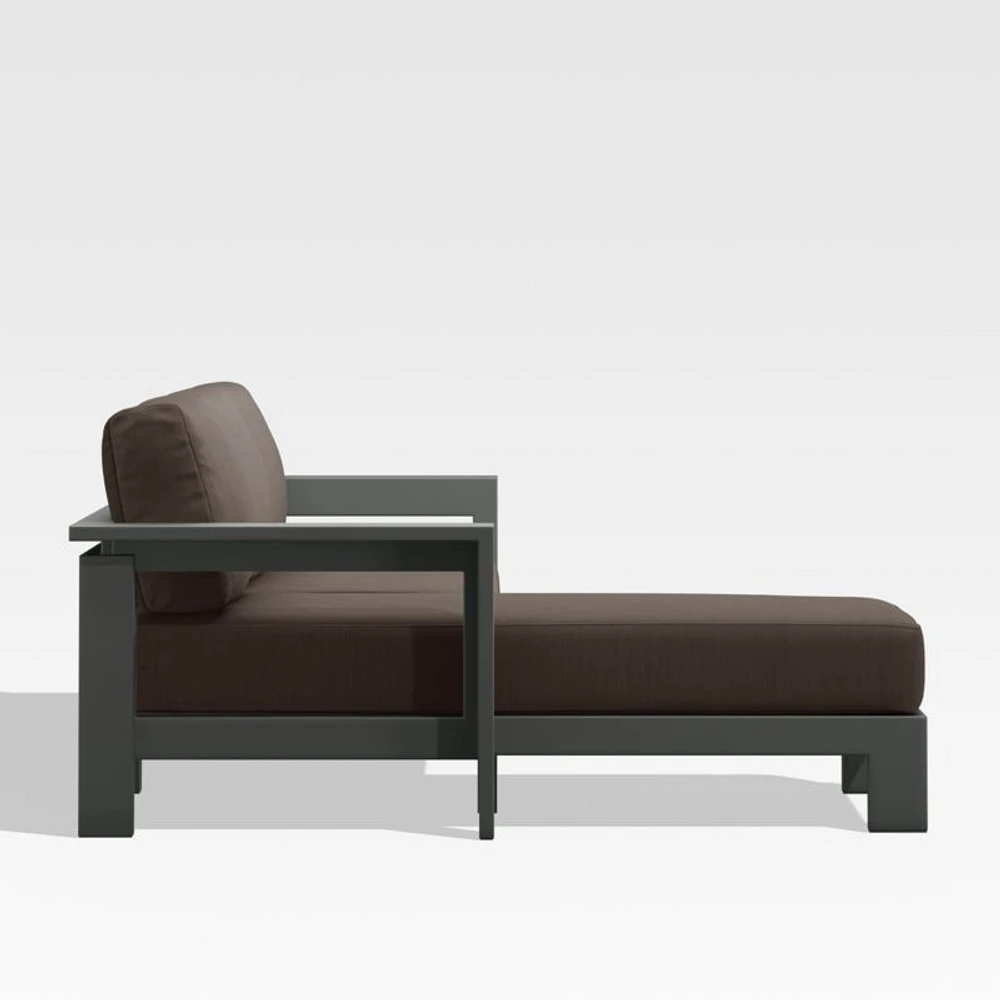 Walker 2-Piece Left Arm Chaise Metal Outdoor Sectional with Canvas Java Brown Sunbrella ® Cushions