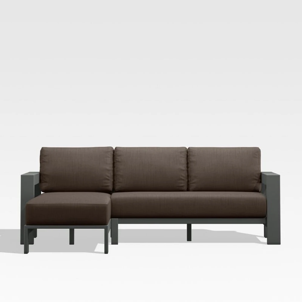 Walker 2-Piece Left Arm Chaise Metal Outdoor Sectional with Canvas Java Brown Sunbrella ® Cushions
