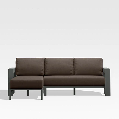 Walker 2-Piece Left Arm Chaise Metal Outdoor Sectional with Canvas Java Brown Sunbrella ® Cushions