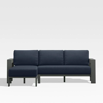 Walker 2-Piece Left Arm Chaise Metal Outdoor Sectional with Canvas Navy Blue Sunbrella ® Cushions