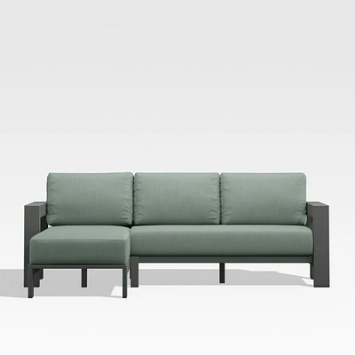 Walker 2-Piece Left Arm Chaise Metal Outdoor Sectional with Canvas Spa Blue Sunbrella ® Cushions