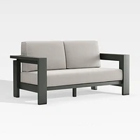 Walker 63" Metal Outdoor Loveseat with Cast Ash Brown Sunbrella ® Cushions