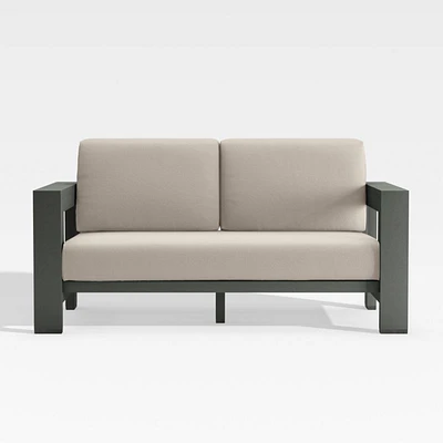 Walker 63" Metal Outdoor Loveseat with Canvas Flax Beige Sunbrella ® Cushions