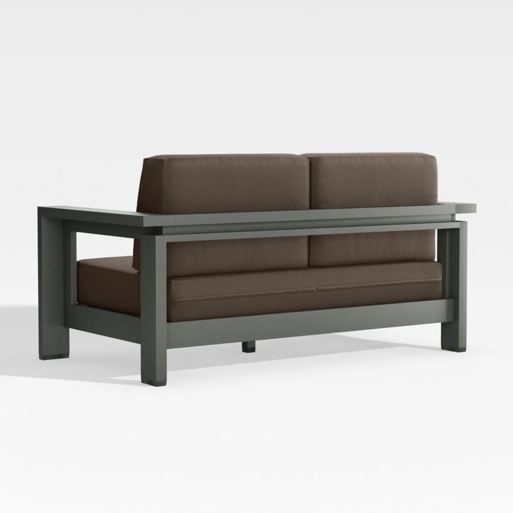 Walker 63" Metal Outdoor Loveseat with Canvas Java Brown Sunbrella ® Cushions