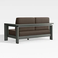 Walker 63" Metal Outdoor Loveseat with Canvas Java Brown Sunbrella ® Cushions