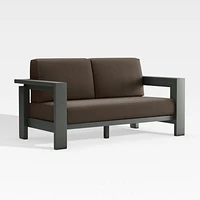 Walker 63" Metal Outdoor Loveseat with Canvas Java Brown Sunbrella ® Cushions