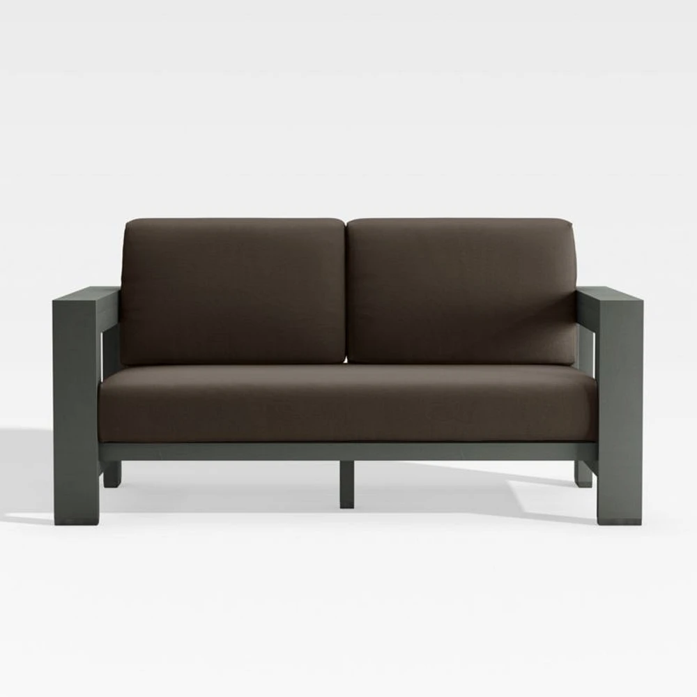 Walker 63" Metal Outdoor Loveseat with Canvas Java Brown Sunbrella ® Cushions