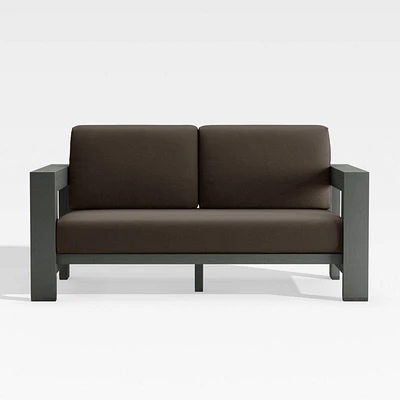 Walker 63" Metal Outdoor Loveseat with Canvas Java Brown Sunbrella ® Cushions