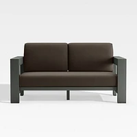 Walker 63" Metal Outdoor Loveseat with Canvas Java Brown Sunbrella ® Cushions