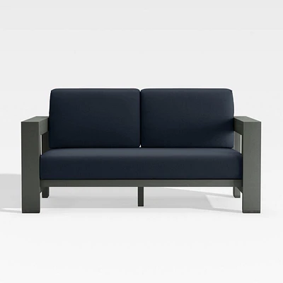 Walker 63" Metal Outdoor Loveseat with Canvas Navy Blue Sunbrella ® Cushionsh