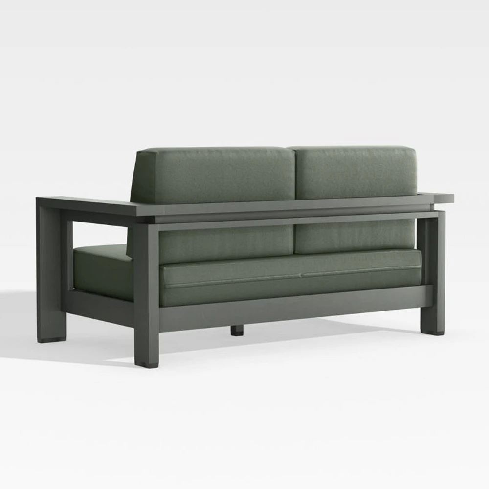 Walker 63" Metal Outdoor Loveseat with Cast Sage Green Sunbrella ® Cushions