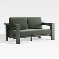 Walker 63" Metal Outdoor Loveseat with Cast Sage Green Sunbrella ® Cushions