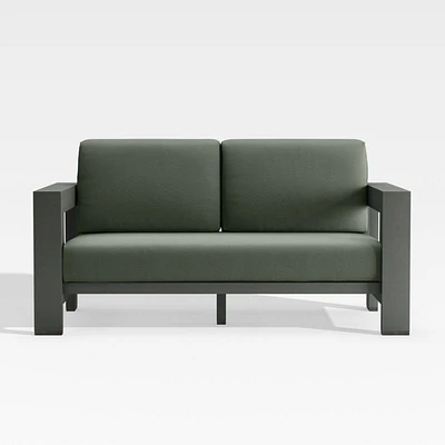 Walker 63" Metal Outdoor Loveseat with Cast Sage Green Sunbrella ® Cushions