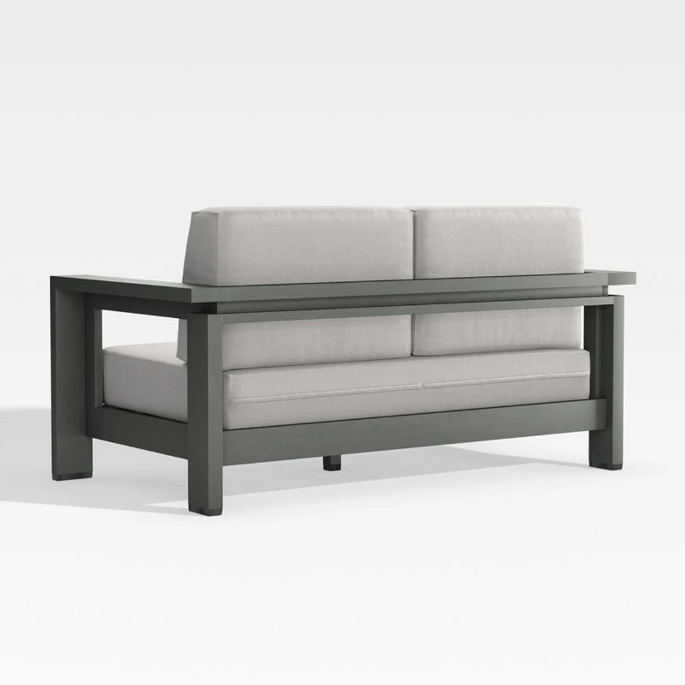 Walker 63" Metal Outdoor Loveseat with Cast Silver Sunbrella ® Cushions