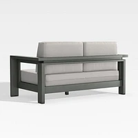 Walker 63" Metal Outdoor Loveseat with Cast Silver Sunbrella ® Cushions