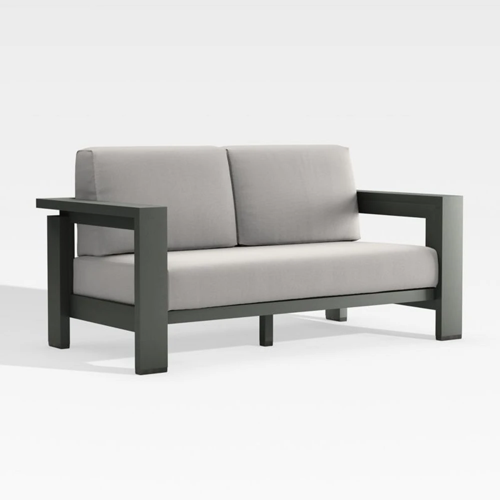 Walker 63" Metal Outdoor Loveseat with Cast Silver Sunbrella ® Cushions