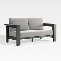 Walker 63" Metal Outdoor Loveseat with Cast Silver Sunbrella ® Cushions