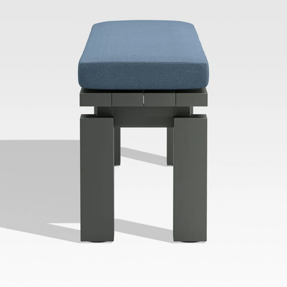 Walker Metal Outdoor Dining Bench with Sapphire Sunbrella ® Cushion