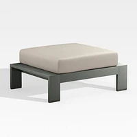 Walker Metal Outdoor Ottoman with Canvas Flax Beige Sunbrella ® Cushion