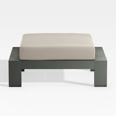 Walker Metal Outdoor Ottoman with Canvas Flax Beige Sunbrella ® Cushion