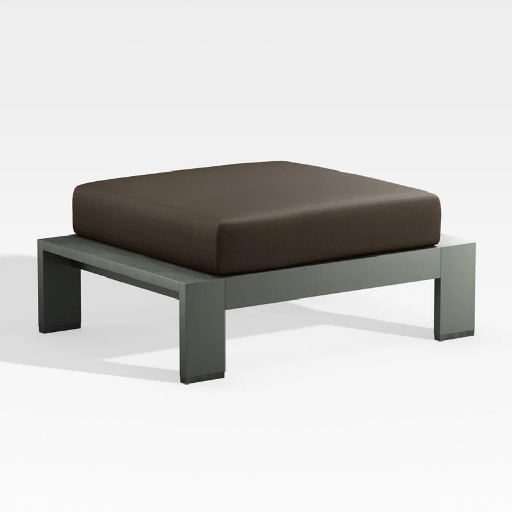 Walker Metal Outdoor Ottoman with Canvas Java Brown Sunbrella ® Cushion