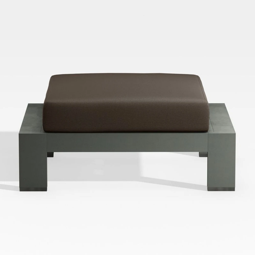 Walker Metal Outdoor Ottoman with Canvas Java Brown Sunbrella ® Cushion