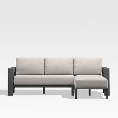 Walker 2-Piece Right Arm Chaise Metal Outdoor Sectional with Cast Ash Brown Sunbrella ® Cushions