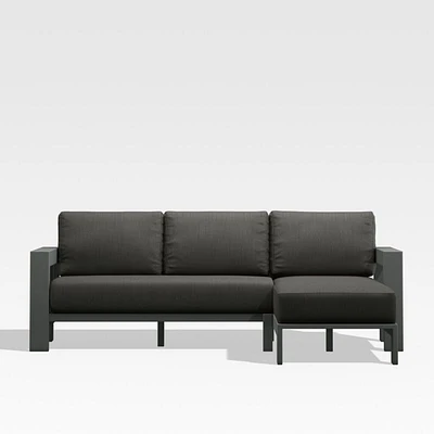 Walker 2-Piece Right Arm Chaise Metal Outdoor Sectional with Cast Charcoal Grey Sunbrella ® Cushions