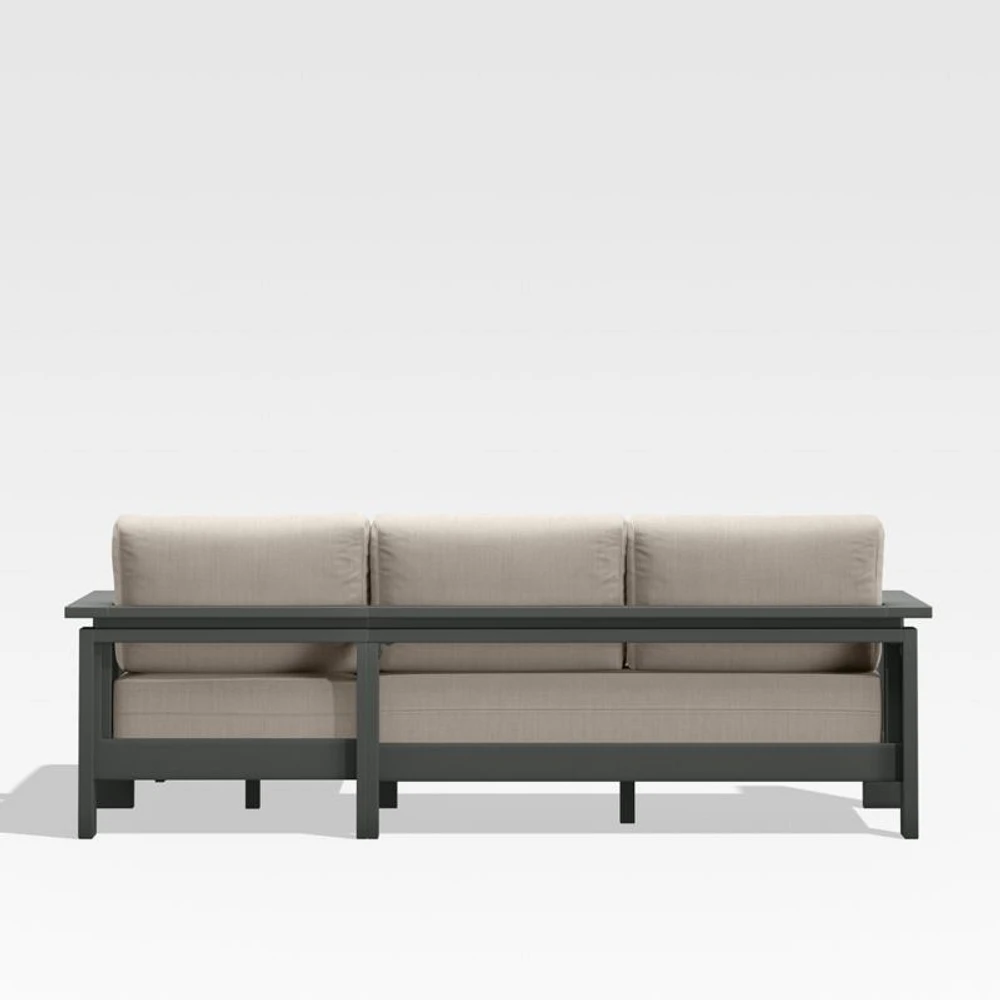 Walker 2-Piece Right Arm Chaise Metal Outdoor Sectional with Canvas Flax Beige Sunbrella ® Cushions