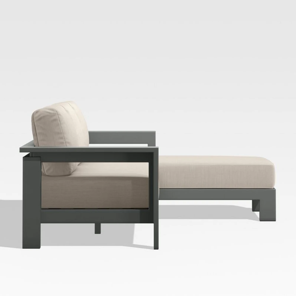 Walker 2-Piece Right Arm Chaise Metal Outdoor Sectional with Canvas Flax Beige Sunbrella ® Cushions