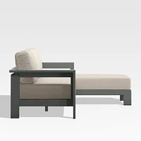 Walker 2-Piece Right Arm Chaise Metal Outdoor Sectional with Canvas Flax Beige Sunbrella ® Cushions