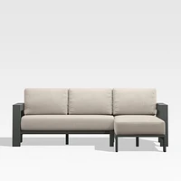 Walker 2-Piece Right Arm Chaise Metal Outdoor Sectional with Canvas Flax Beige Sunbrella ® Cushions