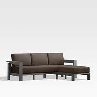 Walker 2-Piece Right Arm Chaise Metal Outdoor Sectional with Canvas Java Brown Sunbrella ® Cushions