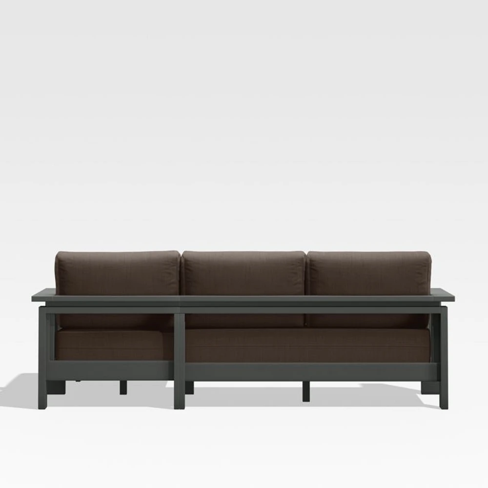 Walker 2-Piece Right Arm Chaise Metal Outdoor Sectional with Canvas Java Brown Sunbrella ® Cushions