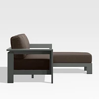 Walker 2-Piece Right Arm Chaise Metal Outdoor Sectional with Canvas Java Brown Sunbrella ® Cushions