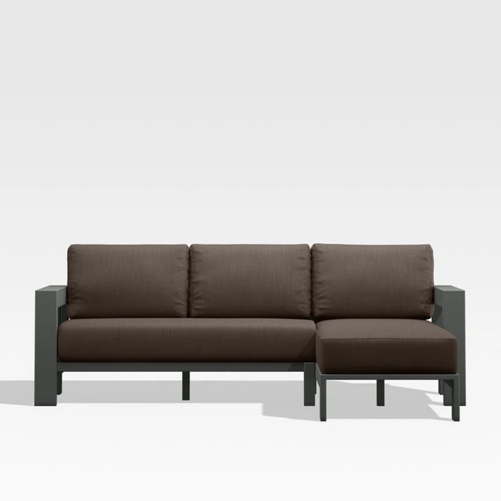 Walker 2-Piece Right Arm Chaise Metal Outdoor Sectional with Canvas Java Brown Sunbrella ® Cushions