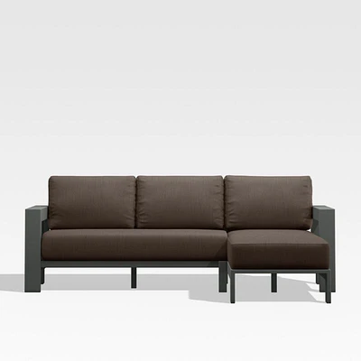 Walker 2-Piece Right Arm Chaise Metal Outdoor Sectional with Canvas Java Brown Sunbrella ® Cushions