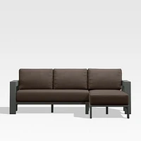 Walker 2-Piece Right Arm Chaise Metal Outdoor Sectional with Canvas Java Brown Sunbrella ® Cushions