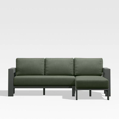 Walker 2-Piece Right Arm Chaise Metal Outdoor Sectional with Cast Sage Green Sunbrella ® Cushionsl
